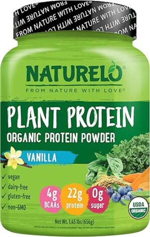 NATURELO Vanilla Plant Protein Powder, 22g Protein