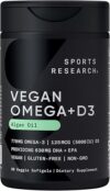 Sports Research Vegan Omega-3 With Vitamin D3 Softgels