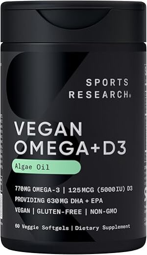 Sports Research Vegan Omega-3 With Vitamin D3 Softgels