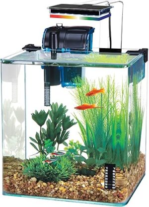 Penn-Plax Vertex Desktop Nano Aquarium Kit, Multi-Color LED, 5 Gallon