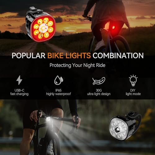 VICTAGEN Bike Lights Kit 9LED Headlights Waterproof - Image 4