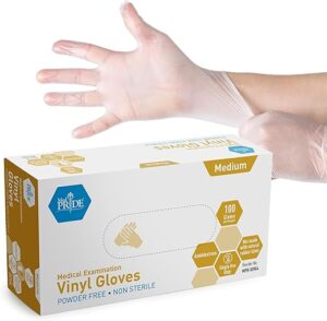 MED PRIDE Vinyl Examination Gloves, Medium, 100-Count