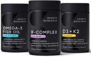 Sports Research Vitamin B-Complex, Omega 3, K2 MK7+D3