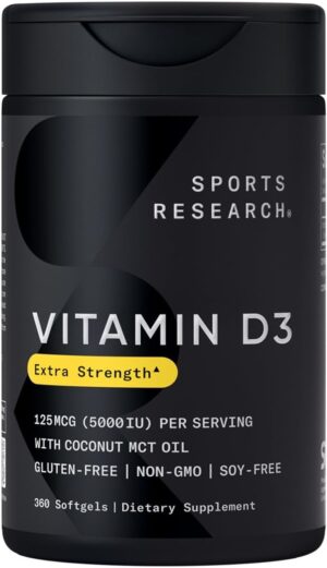 Sports Research Vitamin D3 5000 IU With Coconut MCT