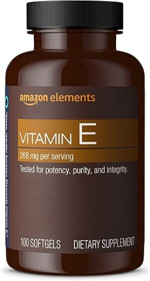 Amazon Elements Vitamin E, 400 IU, 100 Softgels