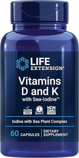 Life Extension Vitamins D & K With Sea-Iodine, 60 Capsules