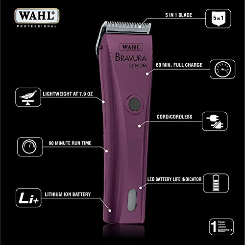 Wahl Bravura Lithium Pet Clipper Kit (Purple) - Image 3