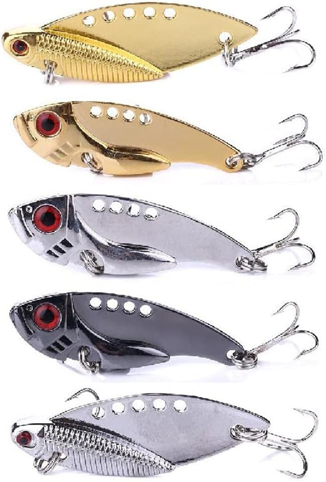LURESMEOW Walleye Fishing Metal Blade Bait Lures, 5pcs