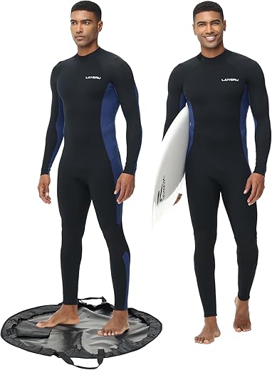 Lansru Wetsuits With Waterproof Changing Mat, 3/2mm Neoprene Full Suit