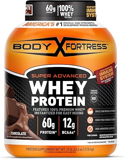 Body Fortress Whey Protein Powder, Chocolate, 3.9lbs