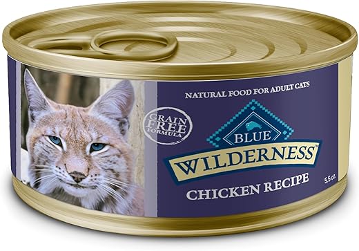 Blue Buffalo Wilderness Natural Chicken Wet Cat Food, 5.5-oz. Cans (24 Count)