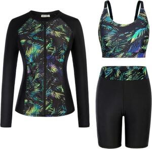 GRACE KARIN Women's 3 Piece Rash Guard Swimsuit