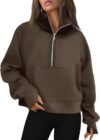 AUTOMET Womens Half Zip Cropped Fleece Hoodies