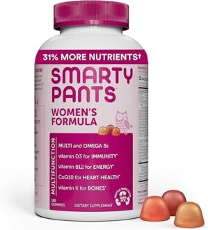SmartyPants Women’s Multivitamin Gummies, Omega 3, 180 Count