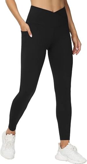 THE GYM PEOPLE Women’s V Cross Waist Workout Leggings
