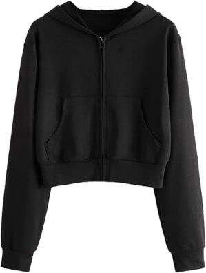 Verdusa Women’s Zip Up Crop Hoodie