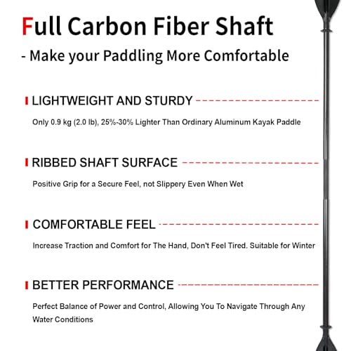 WONITAGO Premium Carbon Fiber Kayak Paddle, Adjustable - Image 3