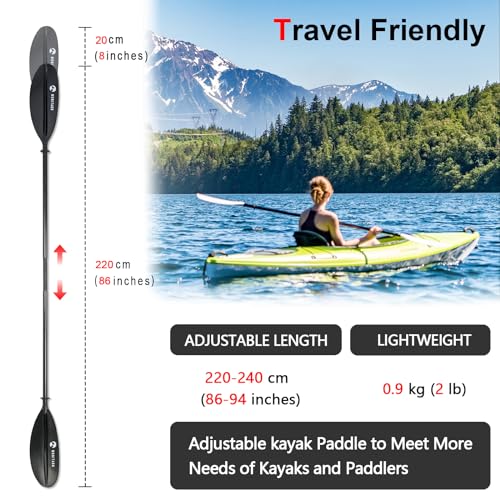 WONITAGO Premium Carbon Fiber Kayak Paddle, Adjustable - Image 4