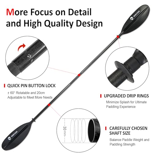 WONITAGO Premium Carbon Fiber Kayak Paddle, Adjustable - Image 5