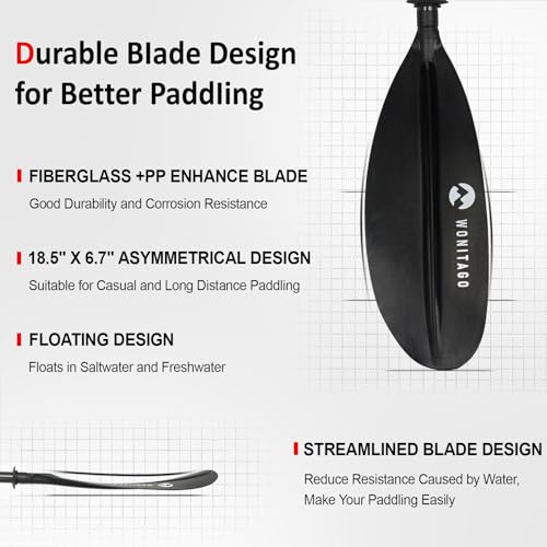 WONITAGO Premium Carbon Fiber Kayak Paddle, Adjustable - Image 2