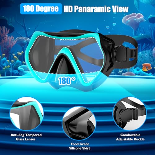 wutrye Snorkeling Gear Dry-Top Set, Anti-Fog Mask - Image 2