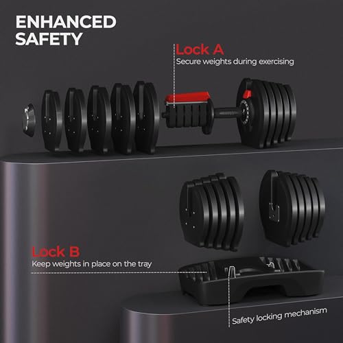Yaheetech Adjustable Dumbbell Set 40LB/52.5LB/90LB - Image 4