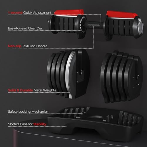 Yaheetech Adjustable Dumbbell Set 40LB/52.5LB/90LB - Image 5