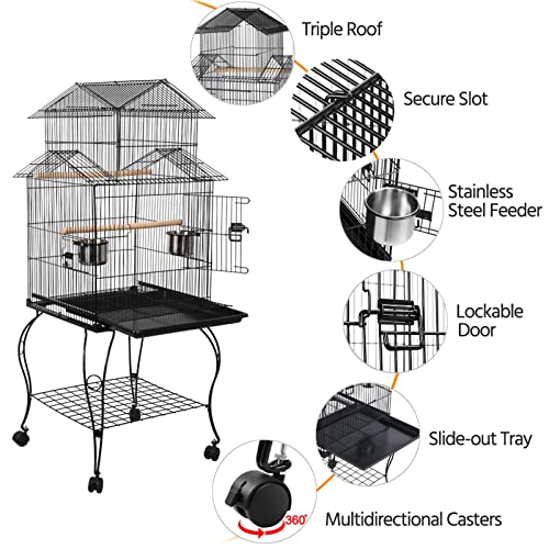 Yaheetech Budgie Cage 55-Inch Triple Roof - Image 4