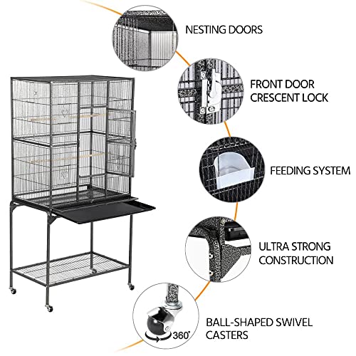 Yaheetech Wrought Iron Rolling Large Bird Cage - Image 4