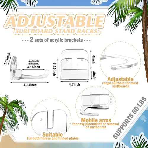 Yousoontic Surfboard Wall Mount Rack Clear Acrylic - Image 3