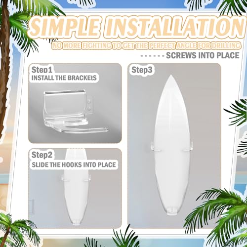 Yousoontic Surfboard Wall Mount Rack Clear Acrylic - Image 4