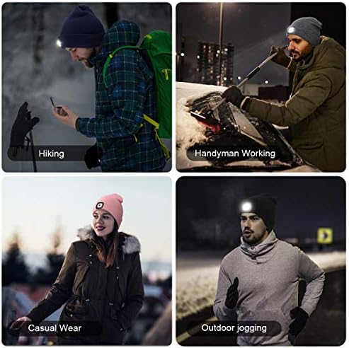 YunTuo LED Beanie With Light, Unisex USB Rechargeable - Image 4