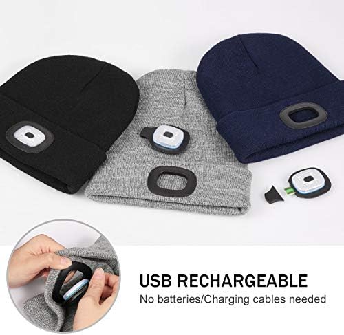 YunTuo LED Beanie With Light, Unisex USB Rechargeable - Image 2