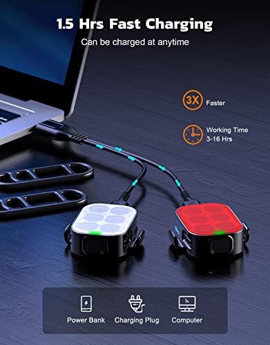 Zewdov USB Rechargeable Waterproof Bike Lights Set - Image 3