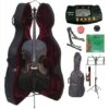 Merano 1/4 Size Black Student Cello Set