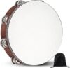 Wirmevi 10 Inch Wooden Handheld Tambourine