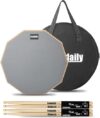 GrowDaily 12-Inch Drum Practice Pad With Sticks
