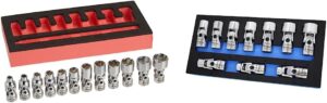 Astro Pneumatic Tool 12-Piece 1/4″ Flex Socket Set & 74310 10-Piece 3/8″ Flex Socket Set