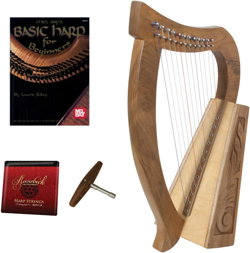 Roosebeck 12-String Celtic Style Baby Harp, Walnut