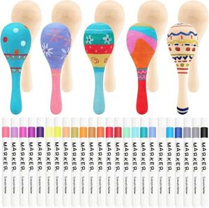 SAYAYA 15 PCS Unfinished Mini Wooden Maracas