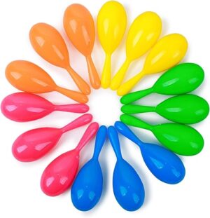 LovesTown 15PCS Mini Colorful Maracas For Kids