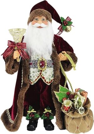 Windy Hill Collection 16″ Burgundy Santa Claus Figurine 167130