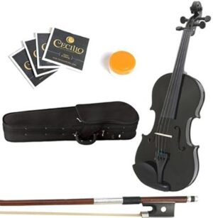 Mendini by Cecilio 16-Inch MA-Black Solid Wood Viola