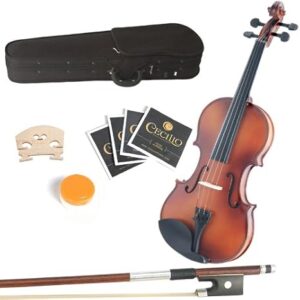 Mendini by Cecilio 16-Inch Satin Antique Solid Wood Viola