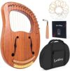 LOTKEY 16-String Mahogany Lyre Harp Set