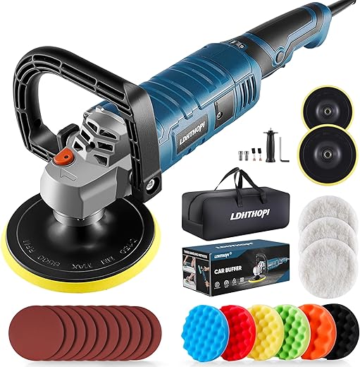 LDHTHOPI 1600W Rotary Buffer Polisher, 7 Variable Speeds