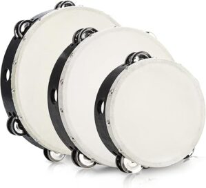 Tosnail 3 Pack Wooden Tambourine Set