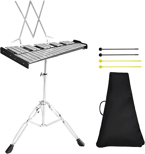 Julymoda 32 Notes Glockenspiel Xylophone Kit With Stand