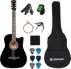 JOYMUSIC 38 Inch Black Beginner Acoustic Guitar (JG-38C, BK)