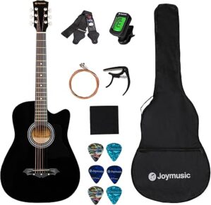 JOYMUSIC 38 Inch Black Beginner Acoustic Guitar (JG-38C, BK)